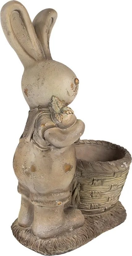 Béžová antik dekorácia králik s kvetináčikom - 38*22*49 cm