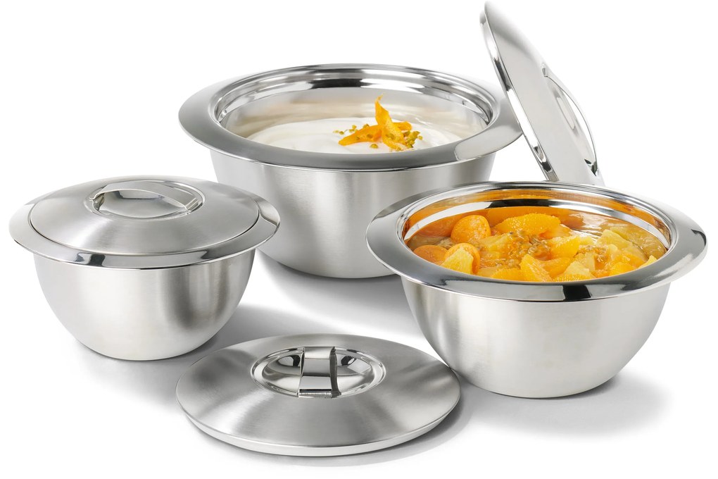 Servírovacie termomisky s uzáverom z ušľachtilej ocele, 3 ks