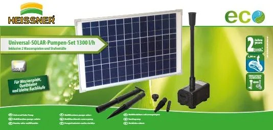 Súprava solárnych efektových čerpadiel HEISSNER 1000 l/h vrátane 2 efektov SP1000-00