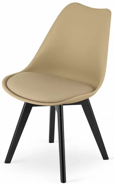 Set štyroch jedálenských stoličiek MARK svetlobéžový - čierne nohy (4 ks)