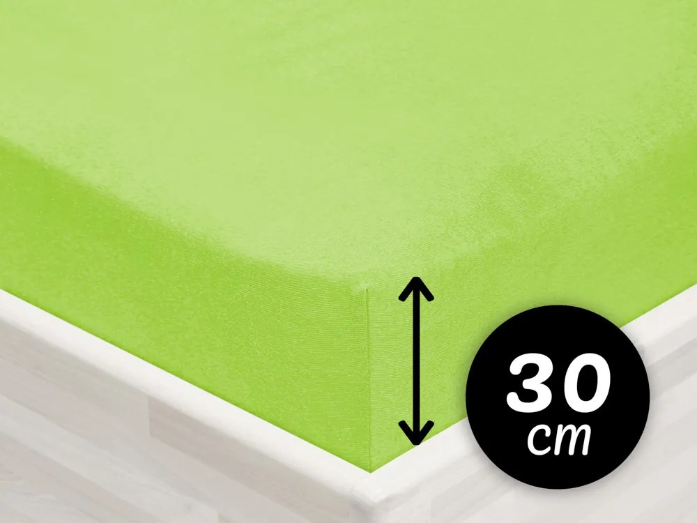 Jersey napínacie prestieradlo na vysoký matrac JR-019 Žiarivo zelené 140 x 200 - výška 30 cm