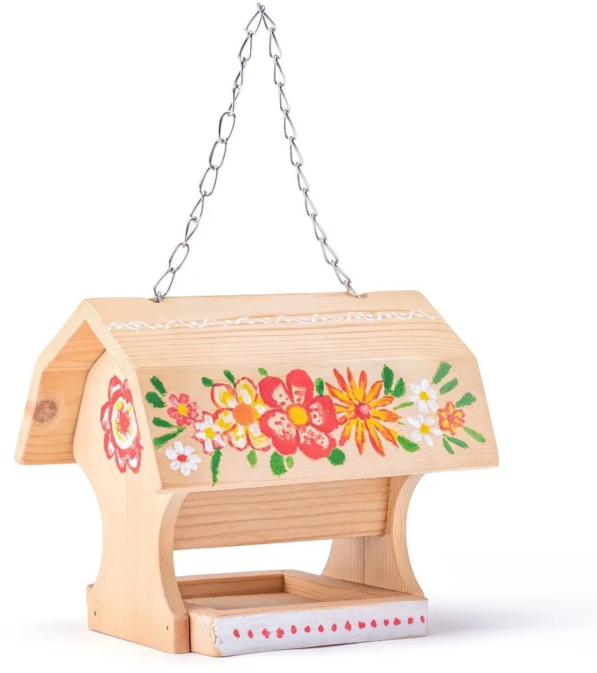Woody Drevené kŕmidlo pre vtáky, 4 farby a štetec, 19 x 13,5 x 16 cm