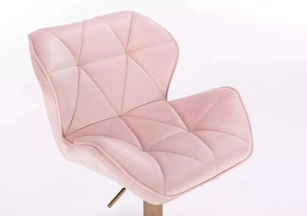 LuxuryForm DESIGN Stolička MILANO VELUR na striebornej podstave s kolieskami - svetloružová
