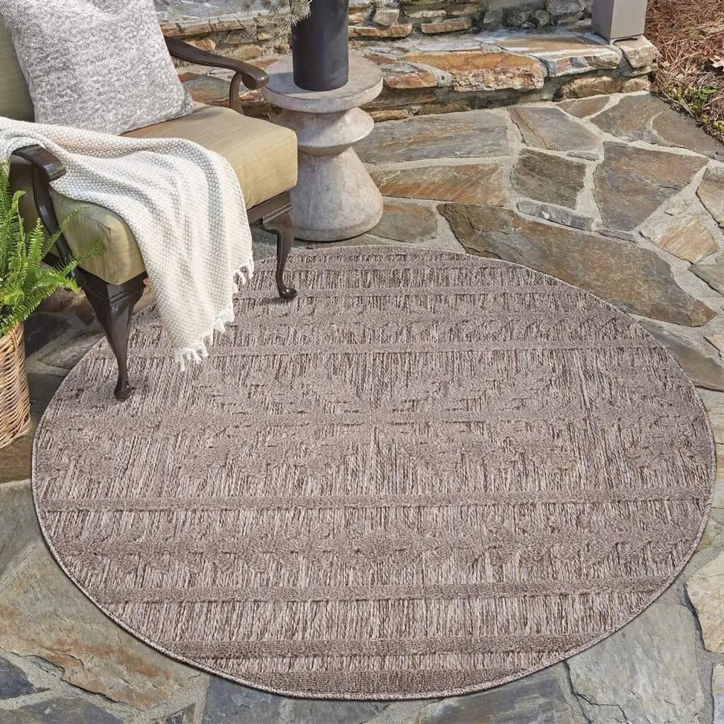 Dekorstudio Okrúhly terasový koberec SANTORINI - 411 hnedý Priemer koberca: 200cm