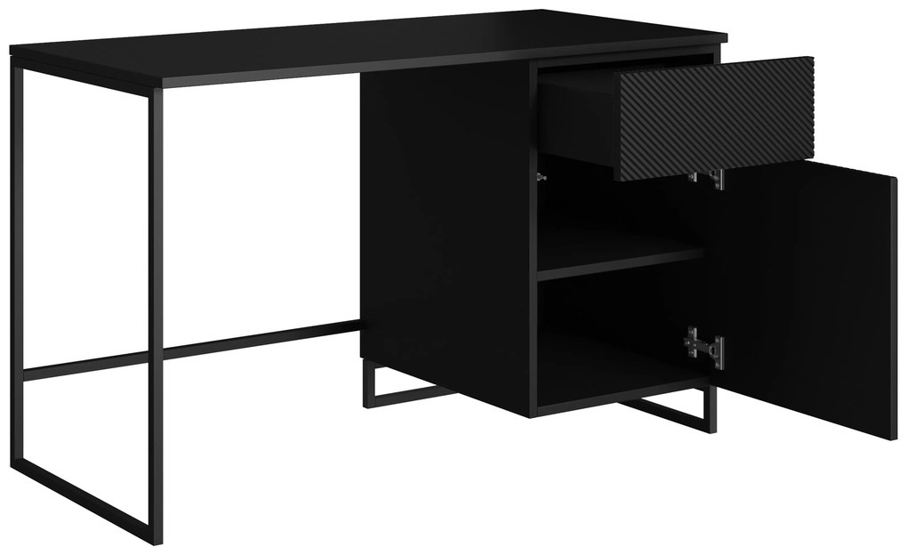 Písací stôl Asha 120 cm - čierny mat / čierne nohy