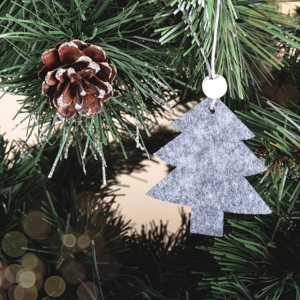 Sada 42 ks vánočních dekorací Frost šedá