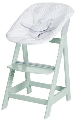 roba Detská vysoká stolička Born Up Zickzack 2 v 1, mentolová + Pultík k jedálenskej stoličke, hnedosivá  (800008530)
