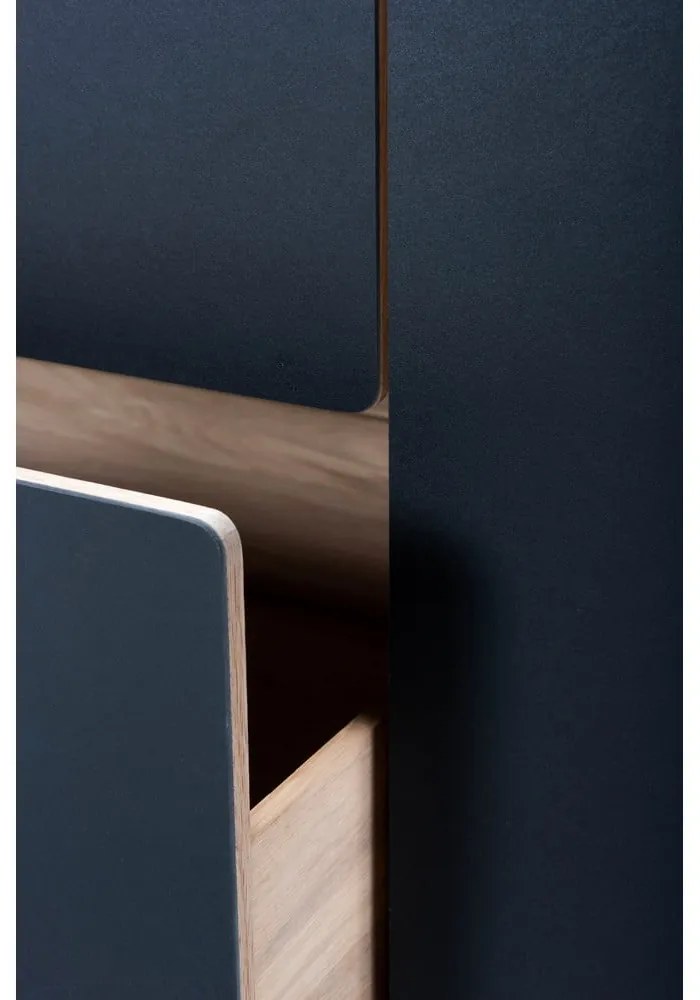 Nízka komoda z dubového dreva v čierno-prírodnej farbe 176x100 cm Fina - Gazzda