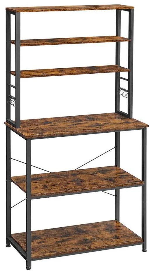 Policový regál do kuchyne MARGE hnedá/čierna