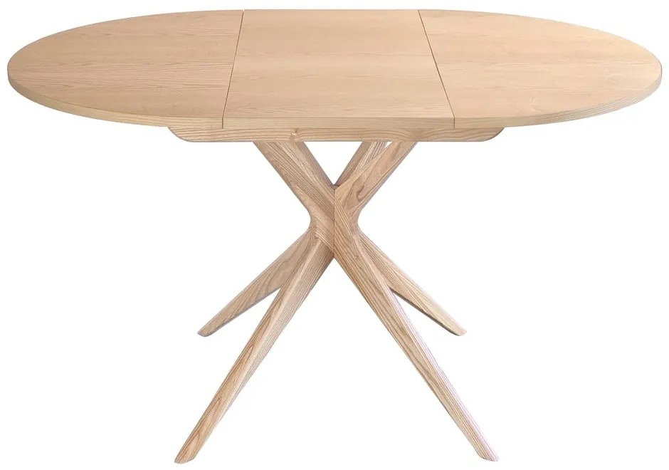 Okrúhly rozkladací jedálenský stôl s prídavnou doskou z jaseňového dreva ø 90 cm Jubi – Ragaba