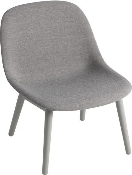 Muuto Kreslo Fiber Lounge Chair s dřevěnou podnožou, grey/Remix 133
