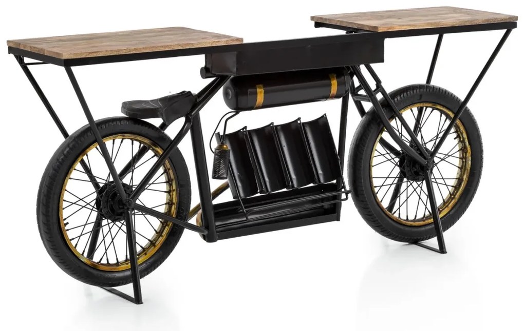 furniture-nabytek.cz - Lakovaný konzolový stůl Bombay z kovu, černý – 180×40×85 cm