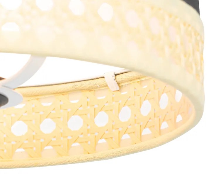 Orientálna stolná lampa čierna s ratanom 20 cm - Magna Rattan