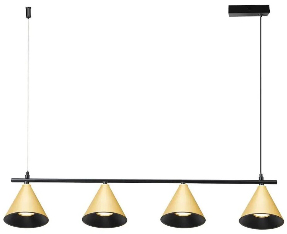 Luster na lanku CONE 4xGU10/10W/230V zlatá/čierna