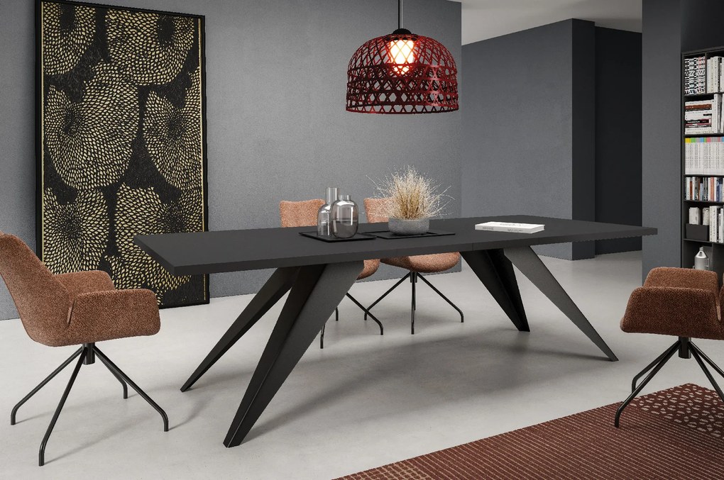 Rozkladací jedálenský stôl MASON čierna matná Rozmer stola: rozmer 160cm