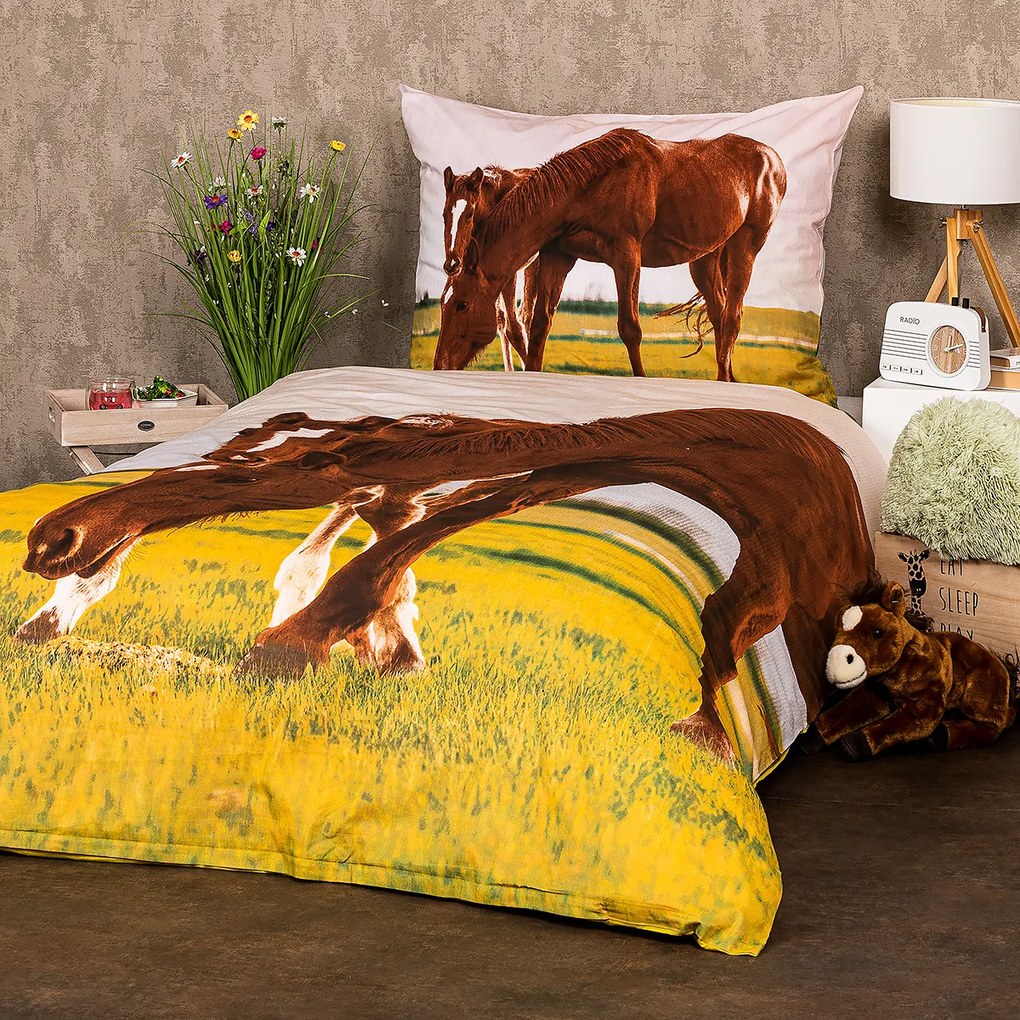 4Home Bavlnené obliečky Horses, 140 x 200 cm, 70 x 90 cm