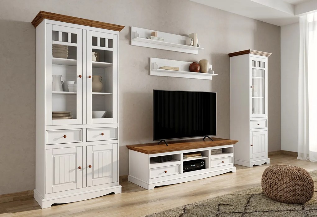 PROXIMA.store - Rustikálny veľký TV stolík - BELLUNO ELEGANT FARBA: biela