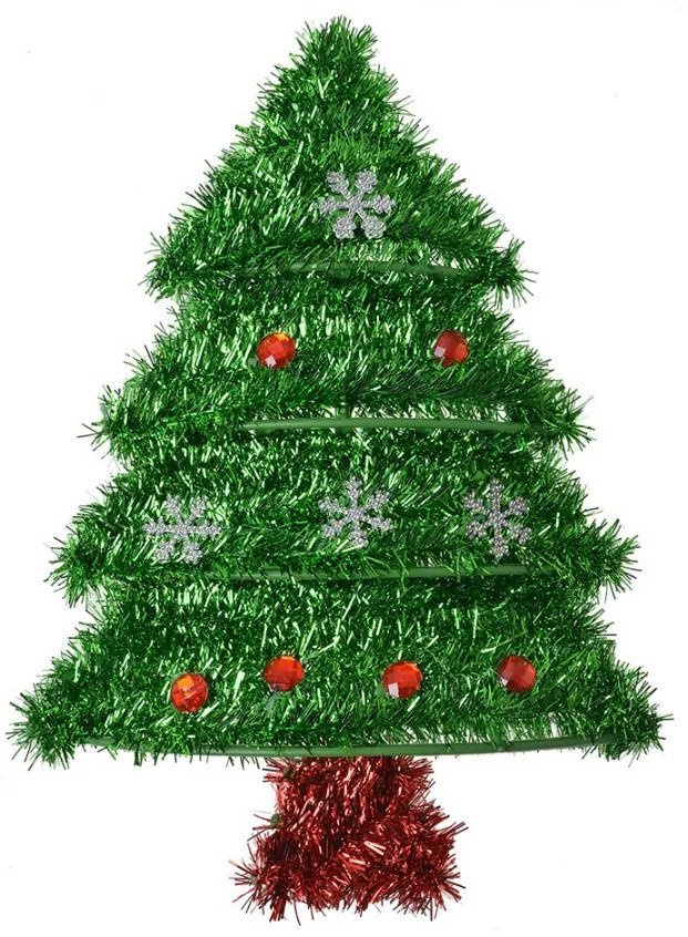 Nástenná dekorácia vianočný stromček zelený plast - 25*3*35 cm