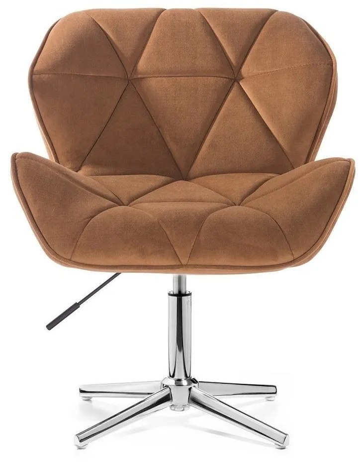 LuxuryForm DESIGN Stolička MILANO VELUR na striebornom kríži - hnedá