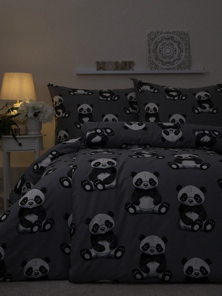 Bavlnené obliečky Renforcé - Panda 140 × 200 cm, 70 x 90 cm
