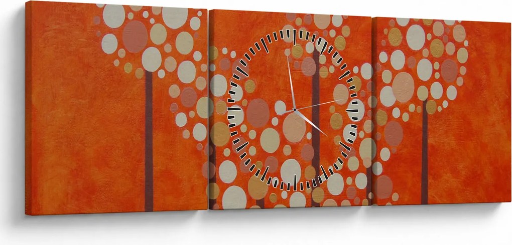 Obraz - Oranžový les (s hodinami) (90x30 cm)