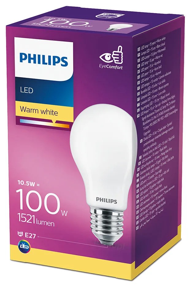 LED žiarovka E27 A60 10,5W = 100W 1521lm 2700K Warm 300° PHILIPS Classic