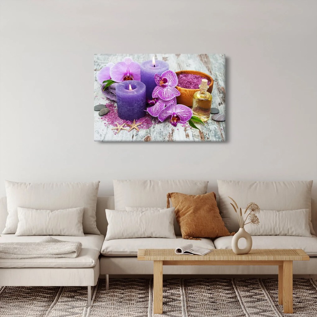 Obraz orchideí a sviečok (90x60 cm)
