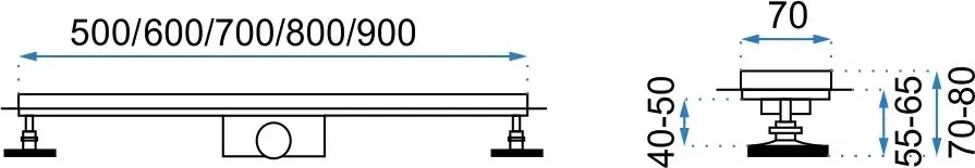 Odtokový žľab REA GREEK 90 cm, čierna matná