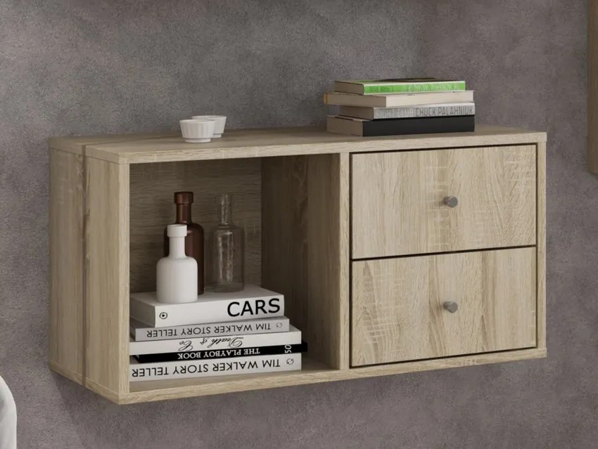 Nástenný regál s 2 priehradkami Jerry, dub sonoma