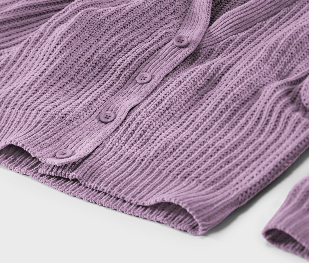 Detský ženilkový pletený svetrík, levanduľový