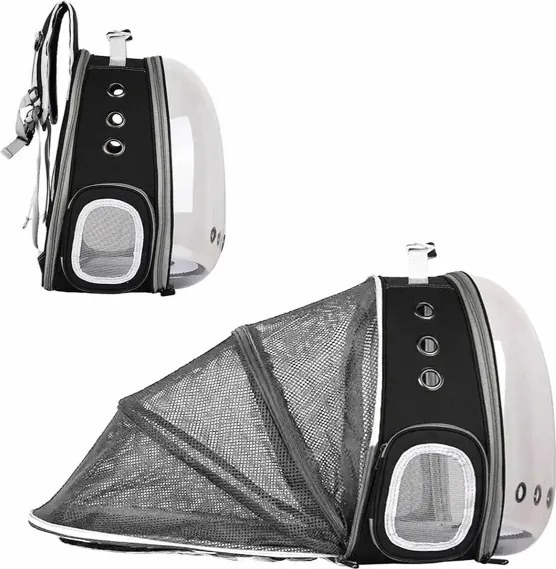 Purlov Prepravná taška batoh na prepravu mačky aj psíka rozkladacia čierna