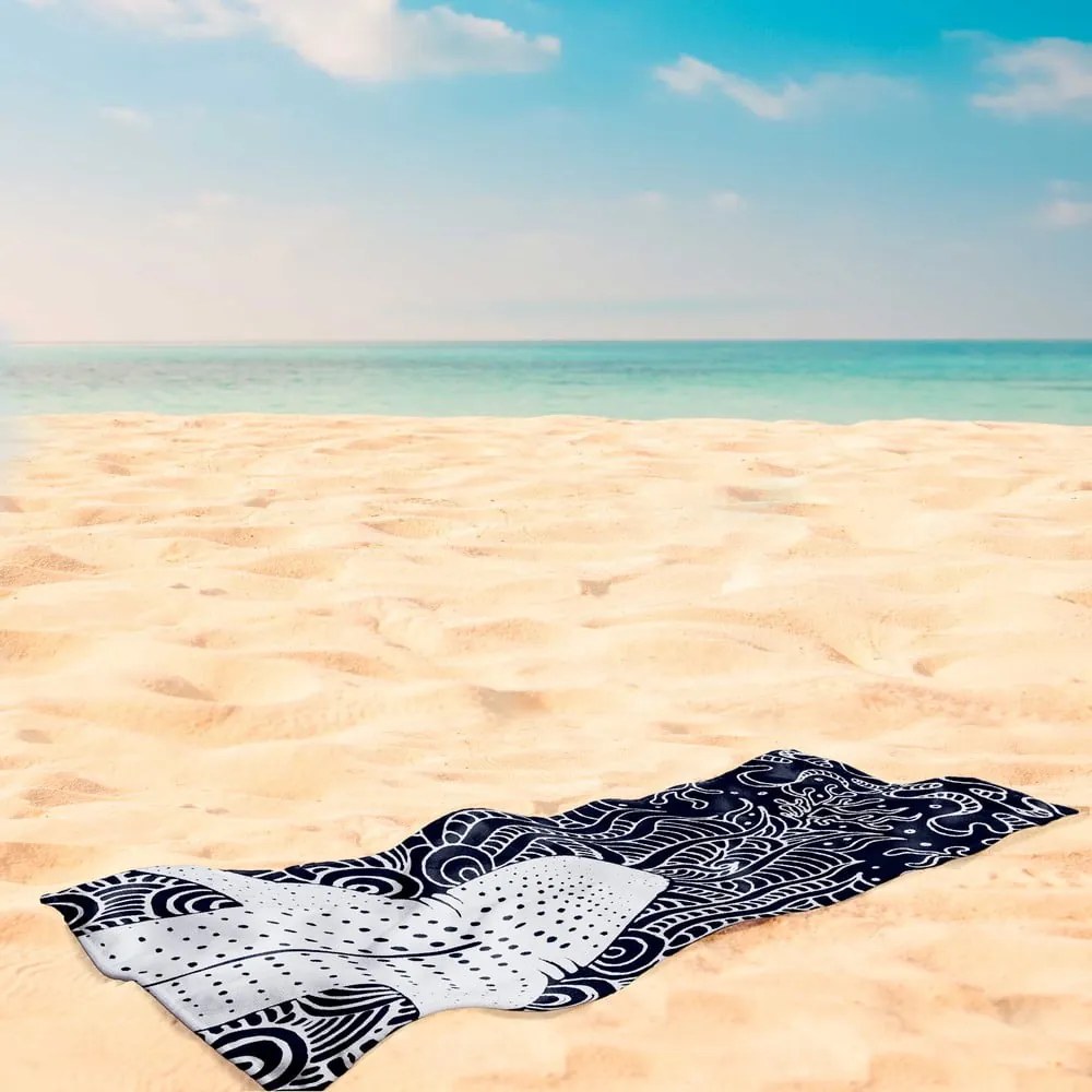 Tmavomodrá plážová osuška 90x180 cm Shark - DecoKing