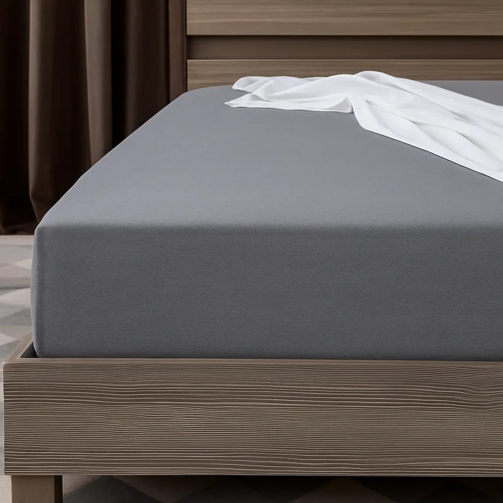 Lacná jersey napínacia plachta sivá 90×200 cm – 100 % bavlna, guma po obvode
