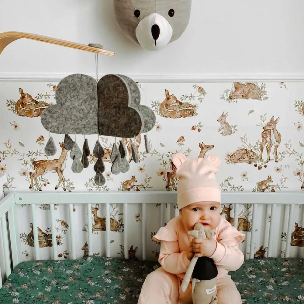 Tapeta jelenia lúka biela 280x50 cm