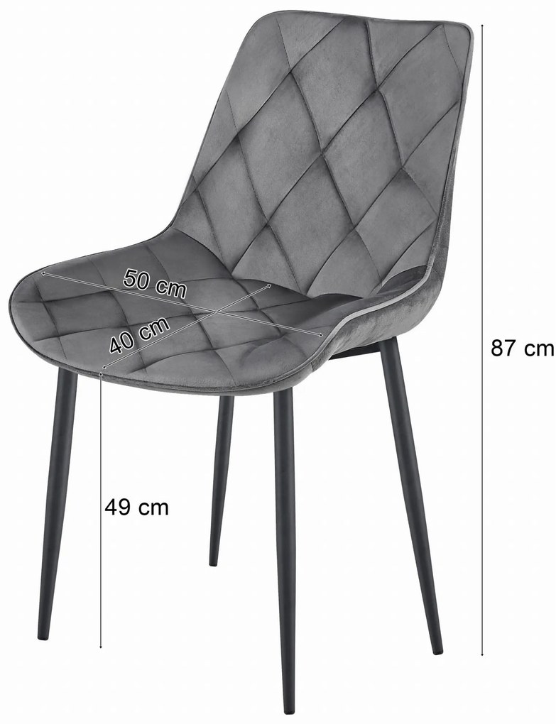 Dekorstudio Zamatová jedálenská stolička TOR - strieborná