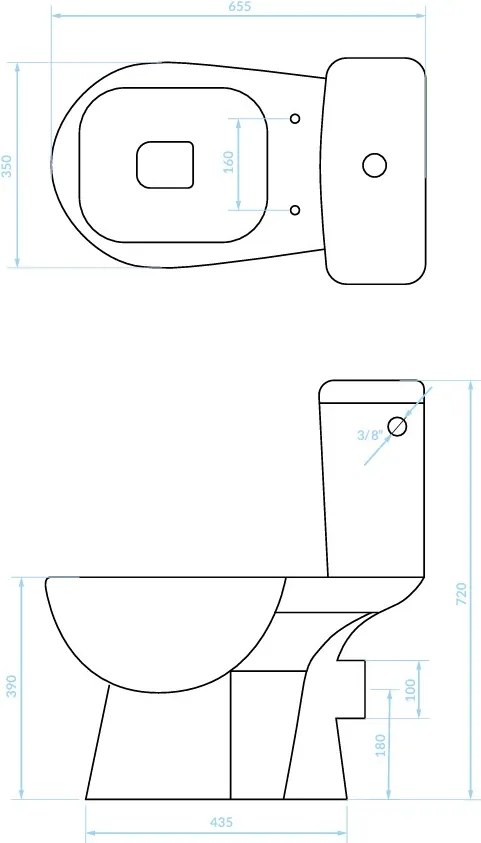 Kuchinox Lario, WC kombi, dvojtlačítko 3/6l, zadný odpad, sedadlo s pomalým zatváraním, biela, LAV-VKL_604P