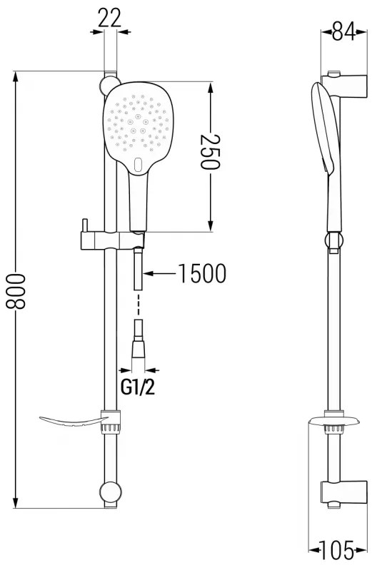 Mexen sprchový set DF22, chróm, 785224582-00