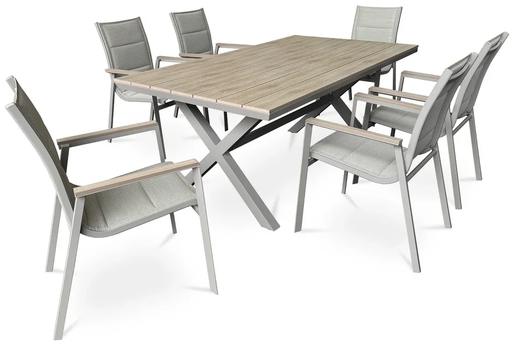 Autronic Záhradný stôl, hliník, polywood, béžová, AZT-S1510 OAK