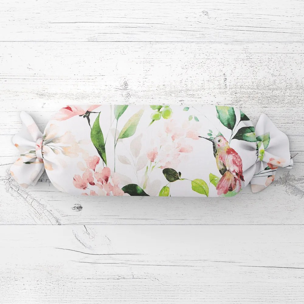 Biante Vankúš valec bonbon Sandra SA-432 Vtáci medzi kvetmi 15x40 cm