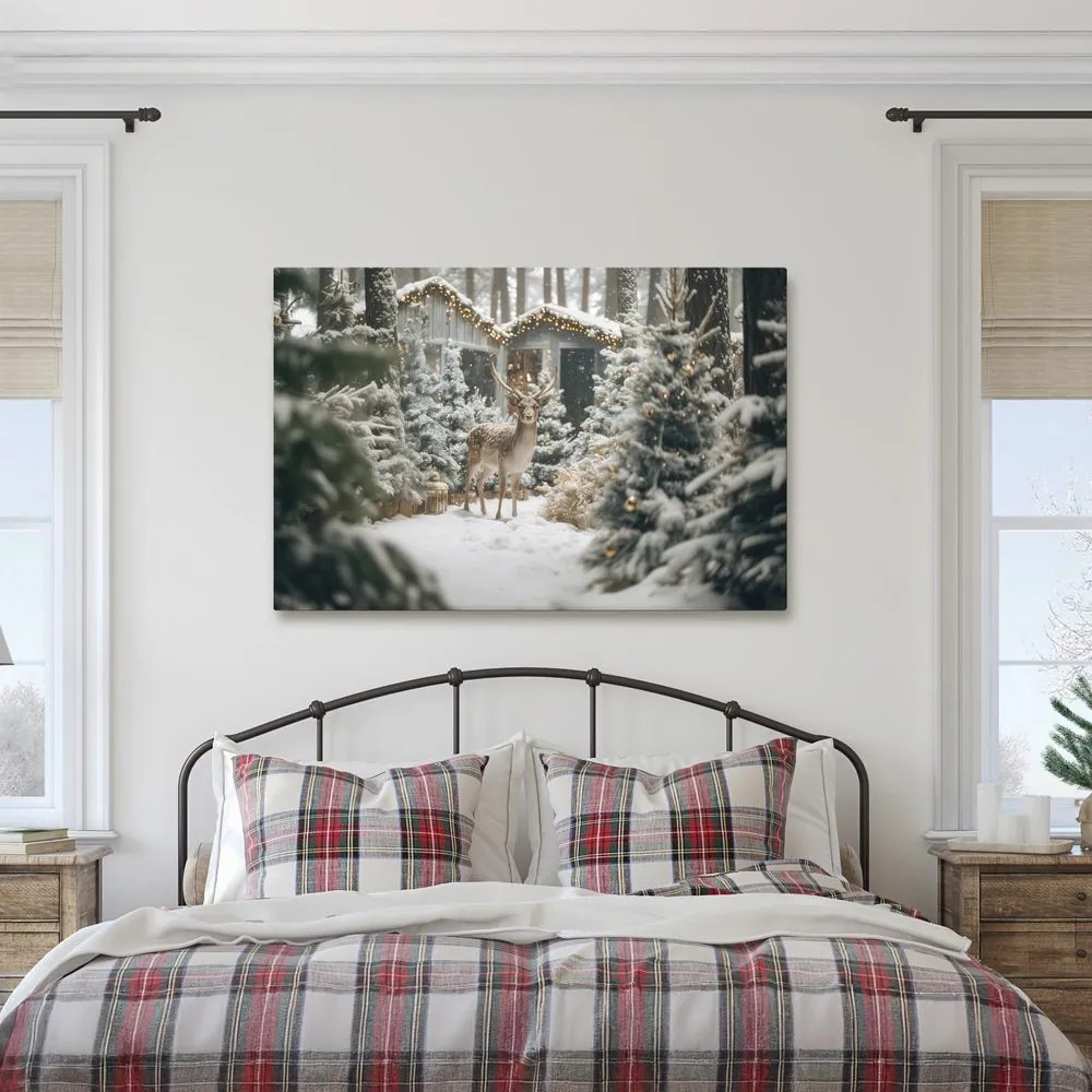 Obraz vianočný jeleň v lese
