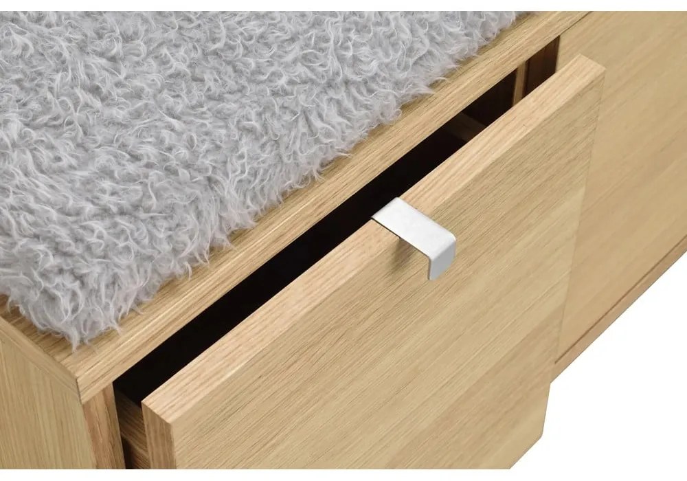 Skrinka na topánky v dekore duba s lavicou v sivo-prírodnej farbe Confetti – Rowico