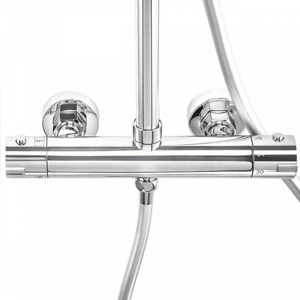 Erga Dubaj, sprchový set s termostatickou batériou a hlavovou sprchou 30 cm, chrómová, ERG-YKA-BP.DUBAJ-THERM-30-CHR