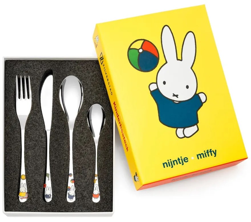 Antikoro detský príbor v striebornej farbe 4 ks Miffy – Zilverstad