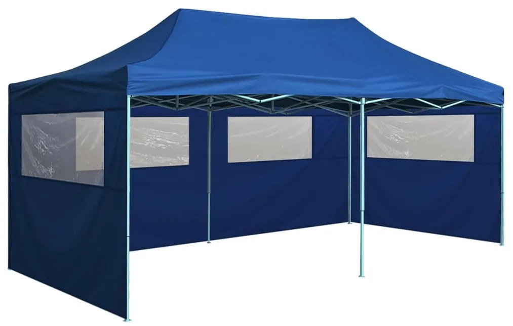 vidaXL Profesionálny skladací párty stan+4 steny 3x6 m, oceľ, modrý