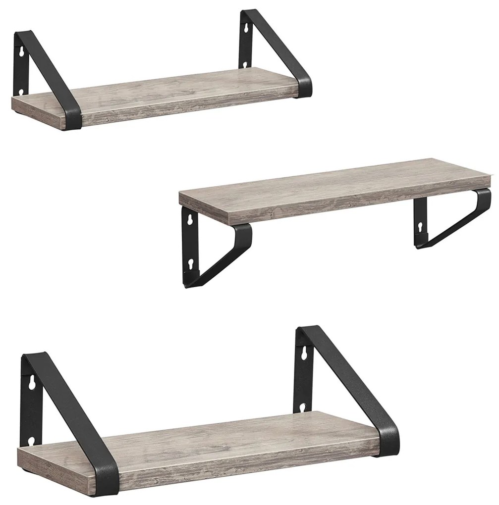 Súprava troch políc Vasagle Swany sivá/čierna