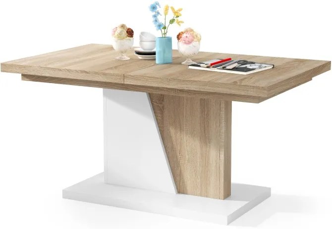 Mazzoni GRAND NOIR dub sonoma / biely, rozkladací, konferenčný stôl, stolík