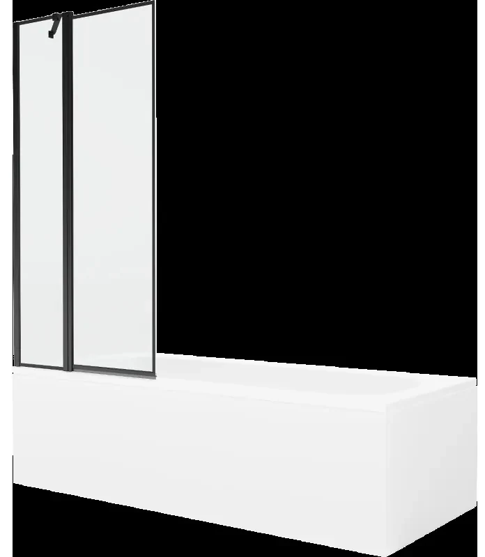Mexen Vega obdĺžniková vaňa 150 x 70 cm s obkladom a 1-krídlovou sprchovou zástenou 80 cm, Čierny vzor - 550115070X9408117070