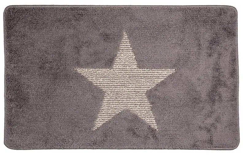 Šedá kúpeľňová predložka s hviezdou - 78*48*1 cm