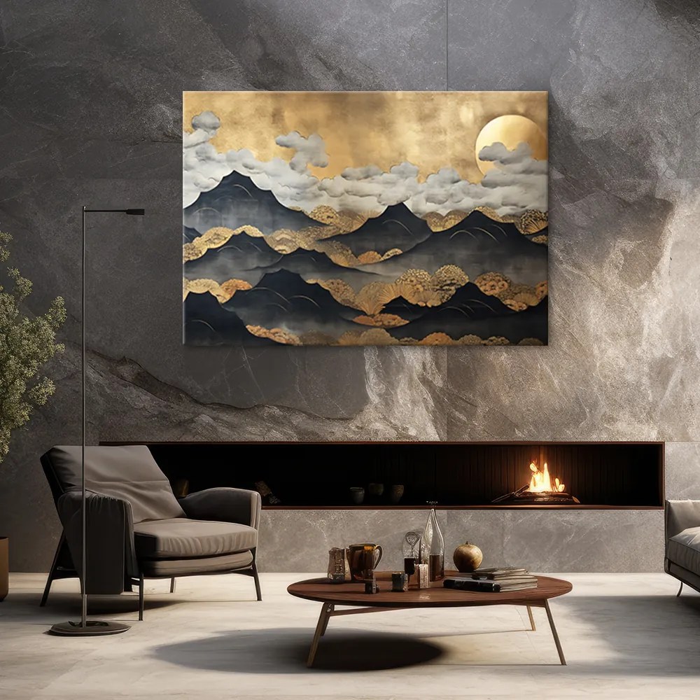 Gario Obraz na plátne Japonská zlatá horská krajina Rozmery: 120 x 80 cm