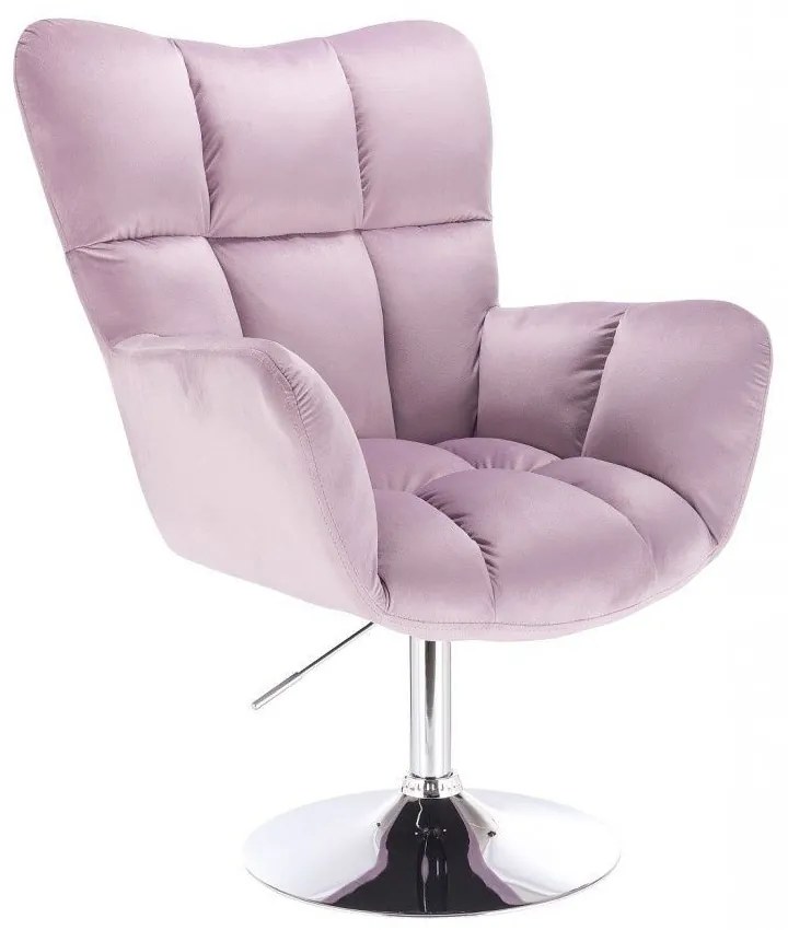LuxuryForm DESIGN Otočné kreslo AURORA VELUR na striebornom tanieri - levanduľa
